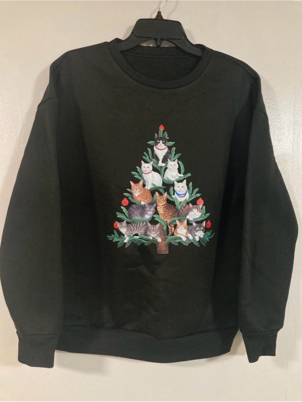 Black Cat Tree Graphic Crewneck Sweatshirt - Women's